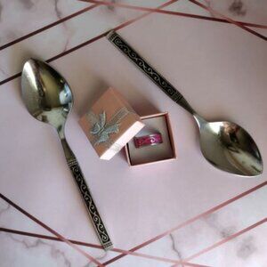 Custom Pink Patina Spoon Ring